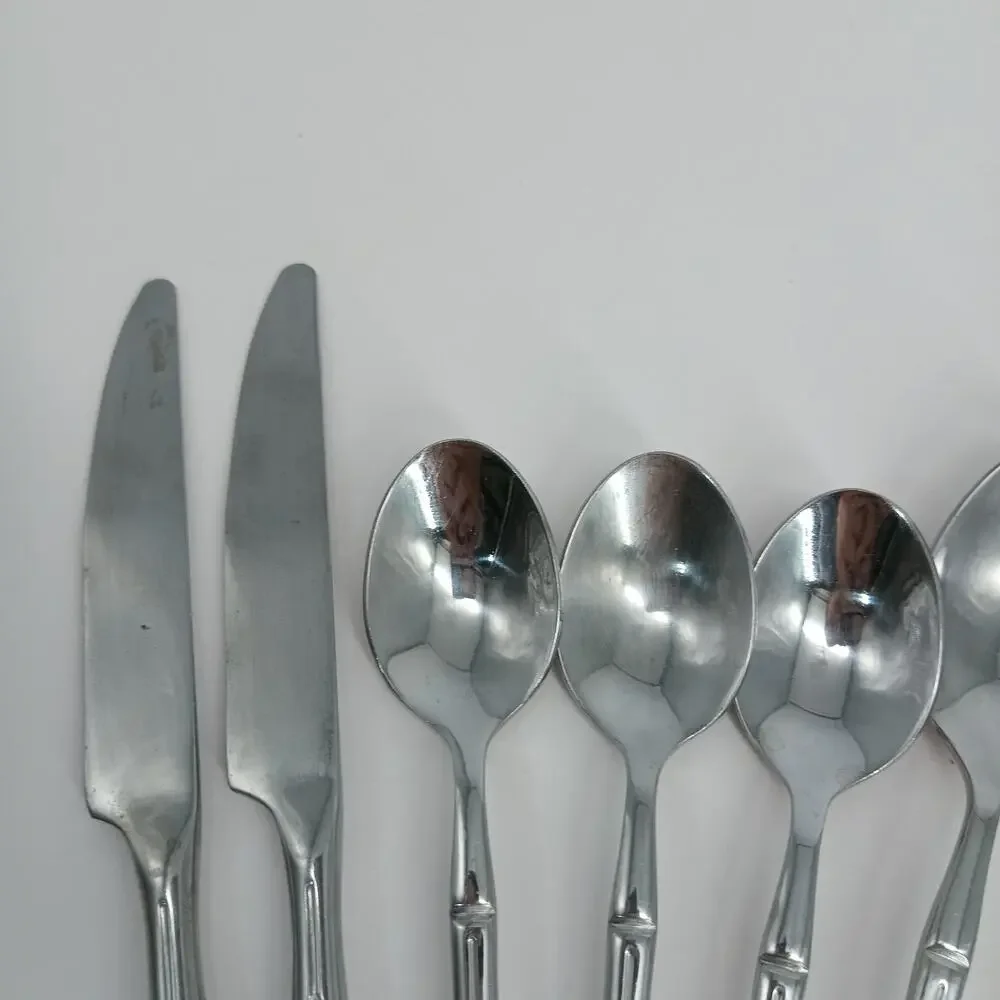 9X Spoons Flatasy Bamboo Stainless Flatware Silverware Table Teaspoon Butter Knv
